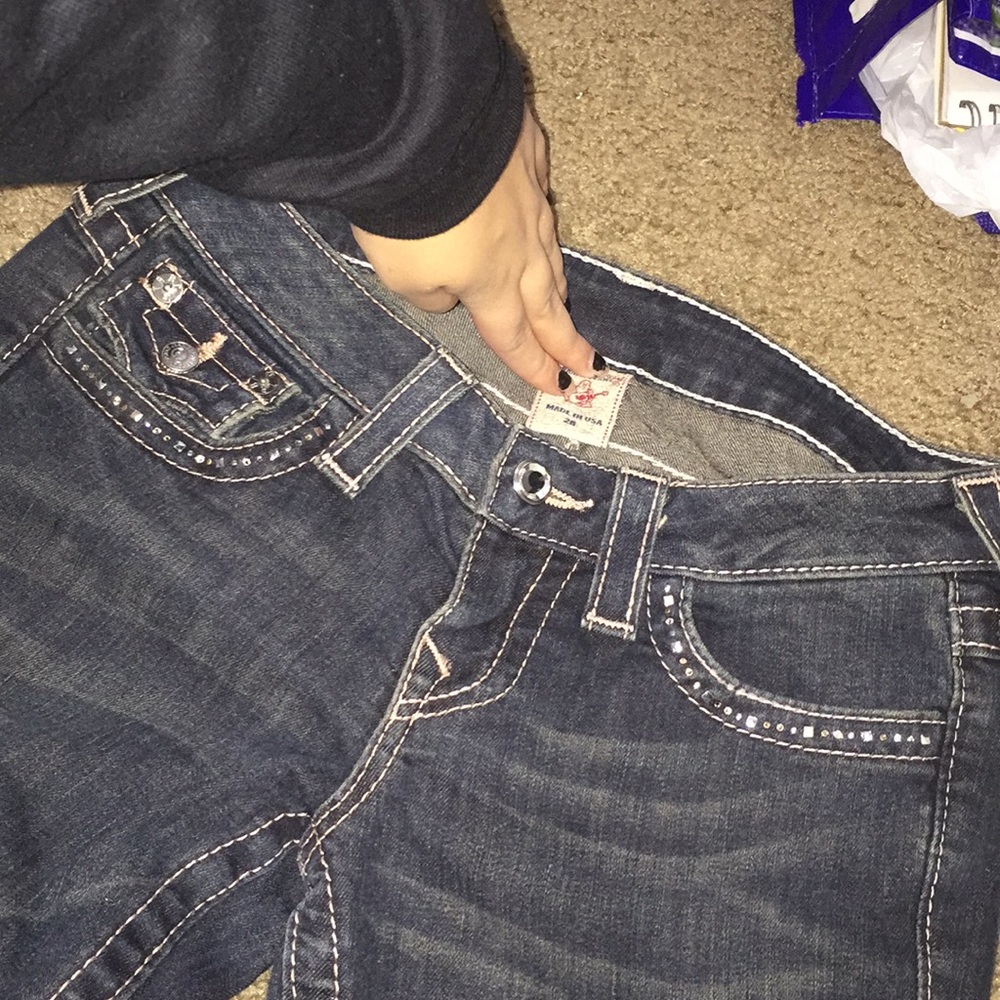 Sparkly True Religion bootcut lowrise jeans